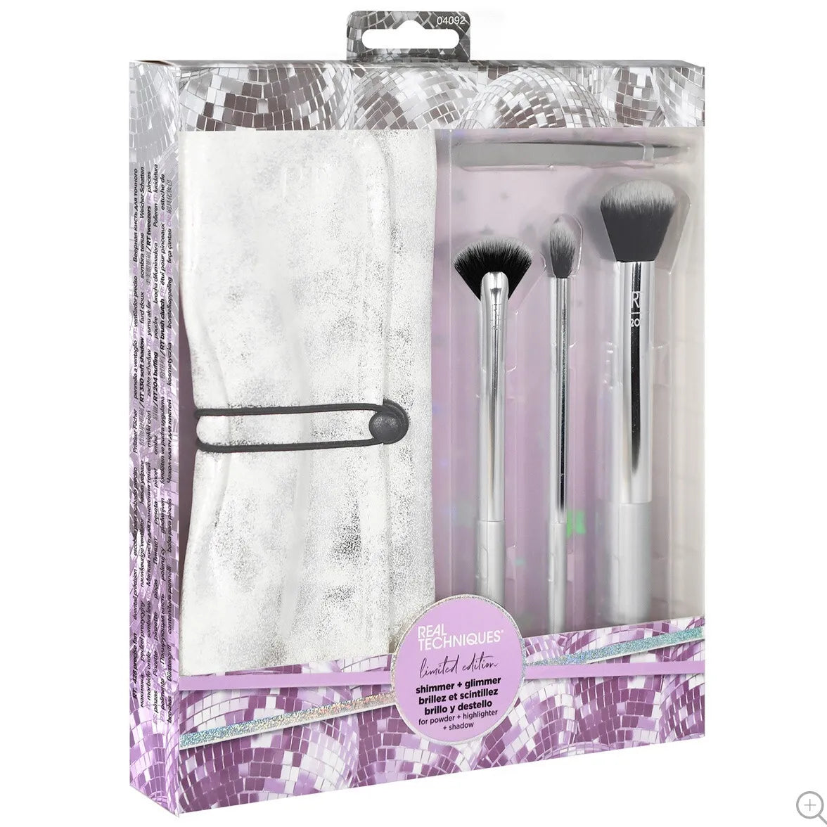 Real Techniques Makeup Brush Set, Limited Edition Shimmer & Glimmer Holiday Set